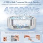 Ultrasonic Cleaner, KRX 47kHz Portable Professional Ultrasonic Jewelry Cleaner Machine with Touch Control & 4 Time Modes for Ring, Eyeglasses, All Dental, Retainer (Pure White, 450ml)