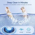 HouseSapp Ultrasonic Retainer Cleaner Machine – 45kHz Dental Clean Pod with 6 Cleaning Lights for Denture, Toothbrush Head, Aligner, Night/Mouth Guard, Jewelry, Ultra Sonic Cleaner with Lifting Tray