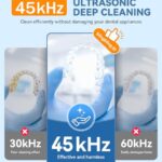 Househerb Ultrasonic Retainer Cleaner, Dental Cleaning Pod for Denture, Mouth Guard, Aligner, Night Guard, Braces, Toothbrush Heads, Jewelry, 45kHz Retainer Cleaner Machine with Digital Timer & 200ML